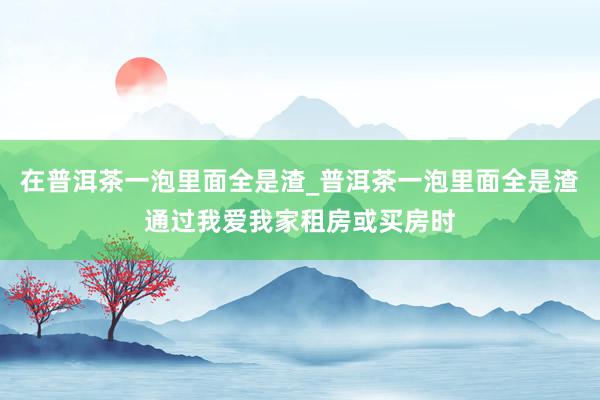 在普洱茶一泡里面全是渣_普洱茶一泡里面全是渣通过我爱我家租房或买房时